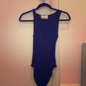 Black Lace-up sleeveless bodysuit